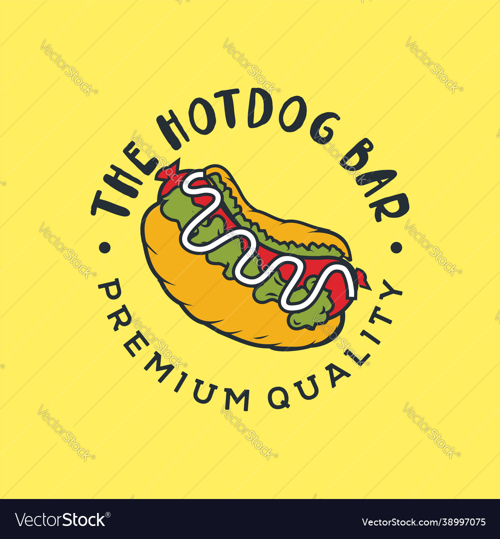 Fast Food Logo Original Design Badge mit Hot Dog