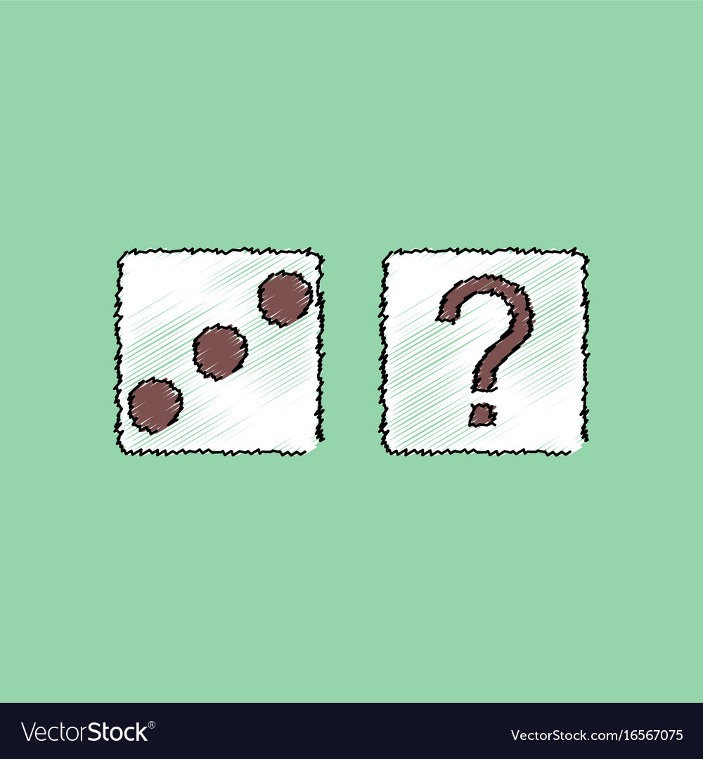 Flat shading style icon dice and question mark