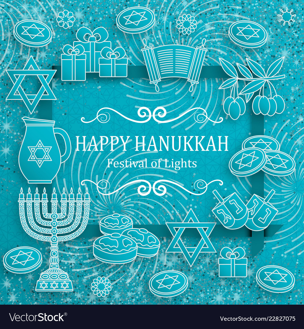 Hanukkah greeting card with torah menorah Vector Image