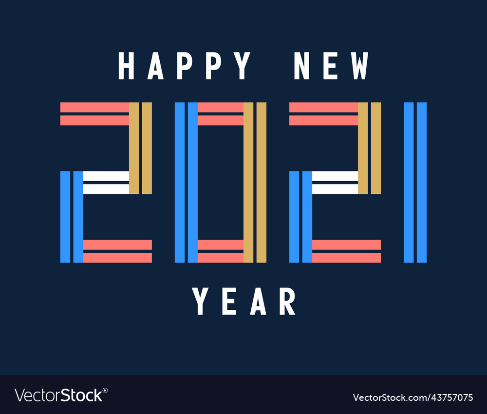 Happy new year 2021 celebration greeting card Vector Image