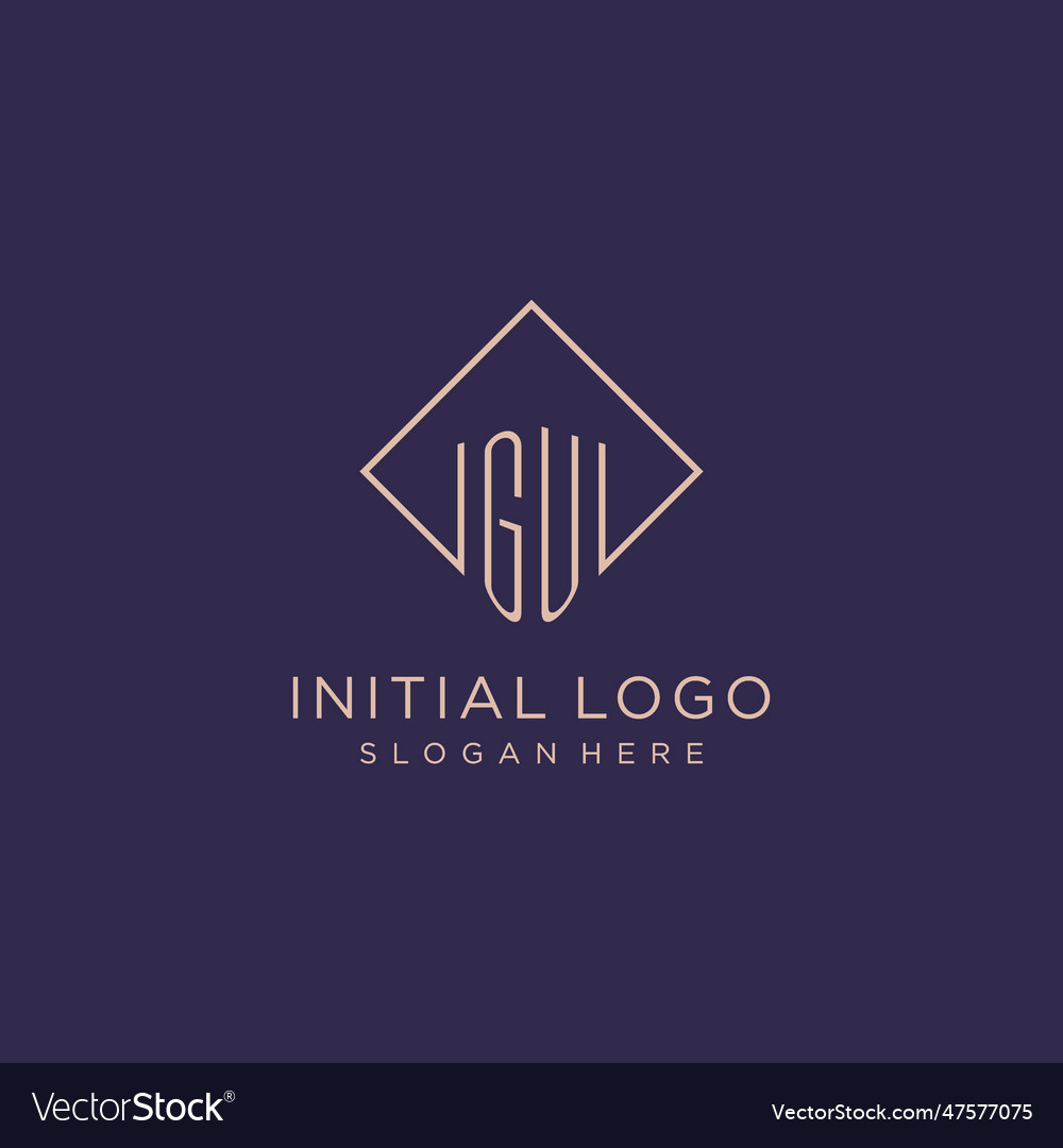 Initials gu logo monogram with rectangle style Vector Image Initials gu logo monogram with rectangle style