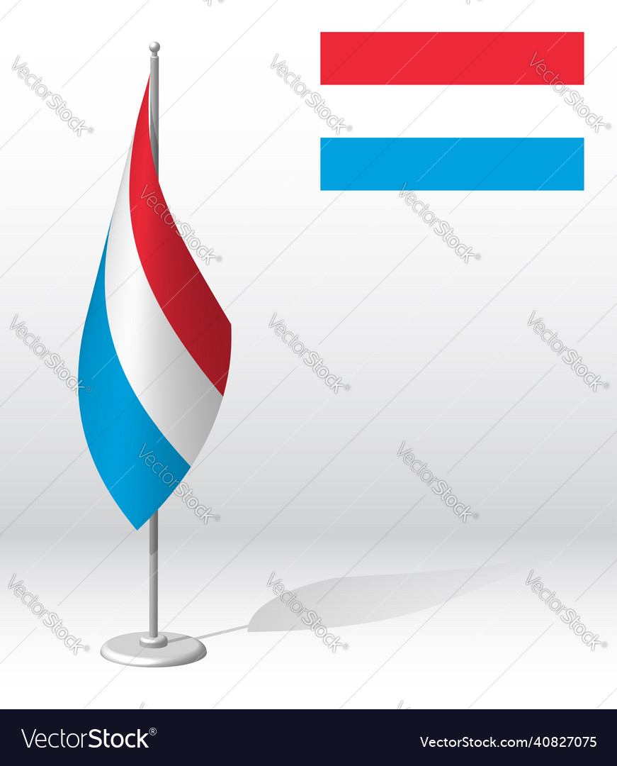 Luxembourg flag on flagpole for registration Vector Image