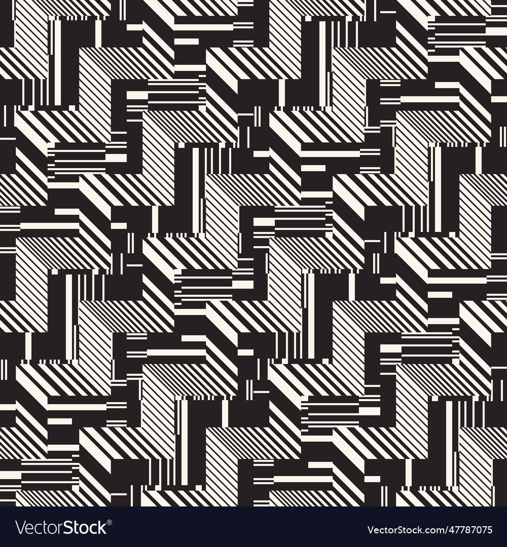 Monochrome glitch effect textured zigzag pattern vector image Monochrome glitch effect textured zigzag pattern