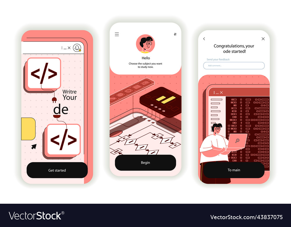 Programming software concept onboarding screens Vector Image