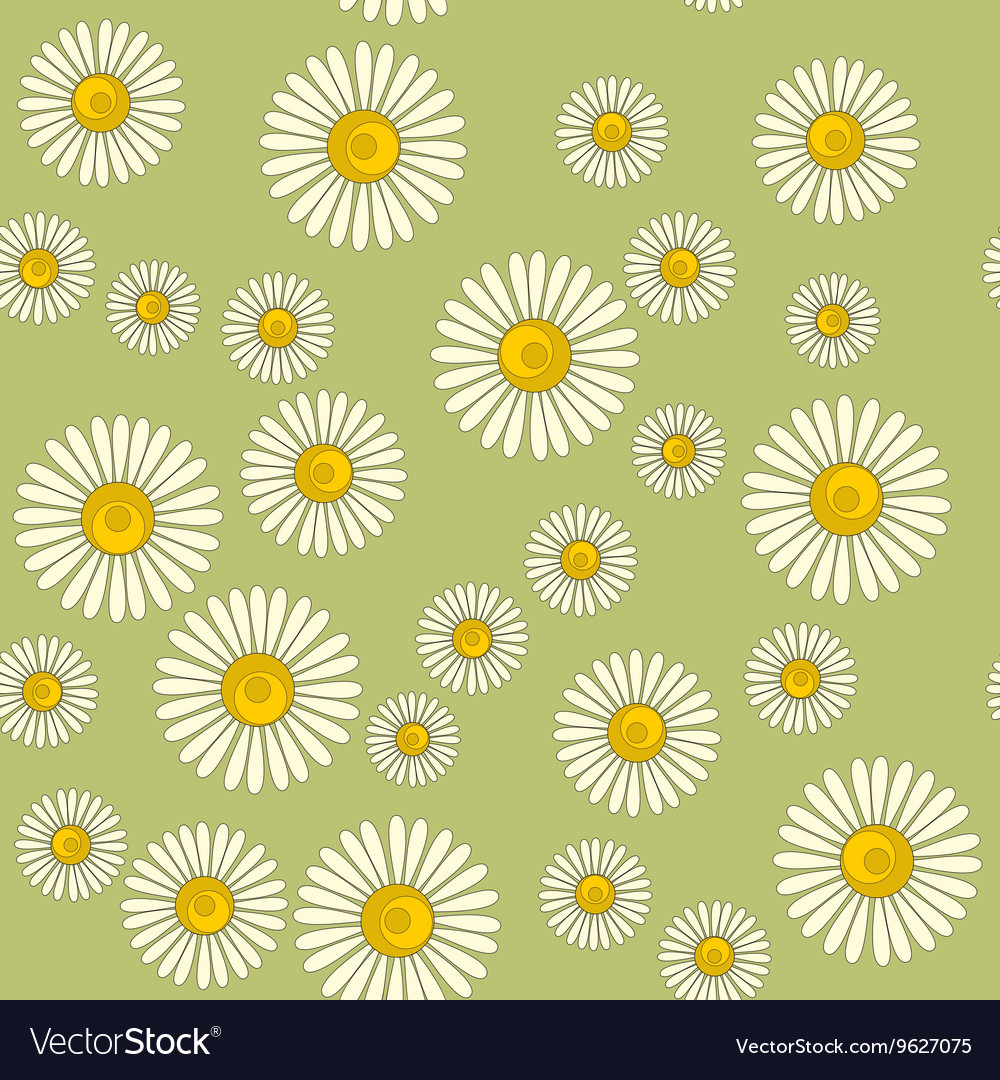 Seamless pattern with chamomile on color