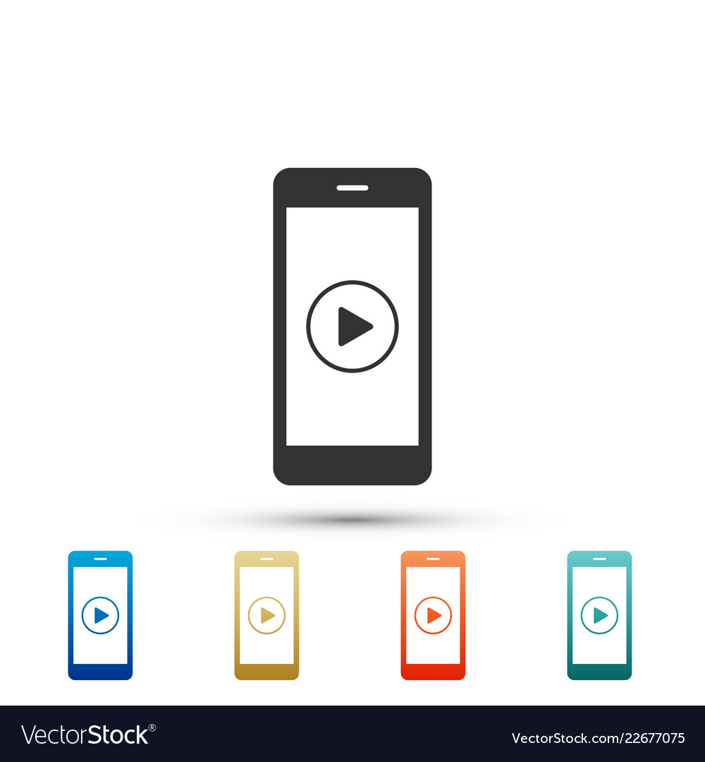 Smartphone with play button on the screen icon