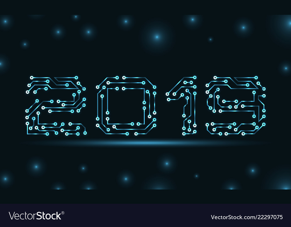 Text 2019 made in circuit texture template vector image Text 2019 made in circuit texture template