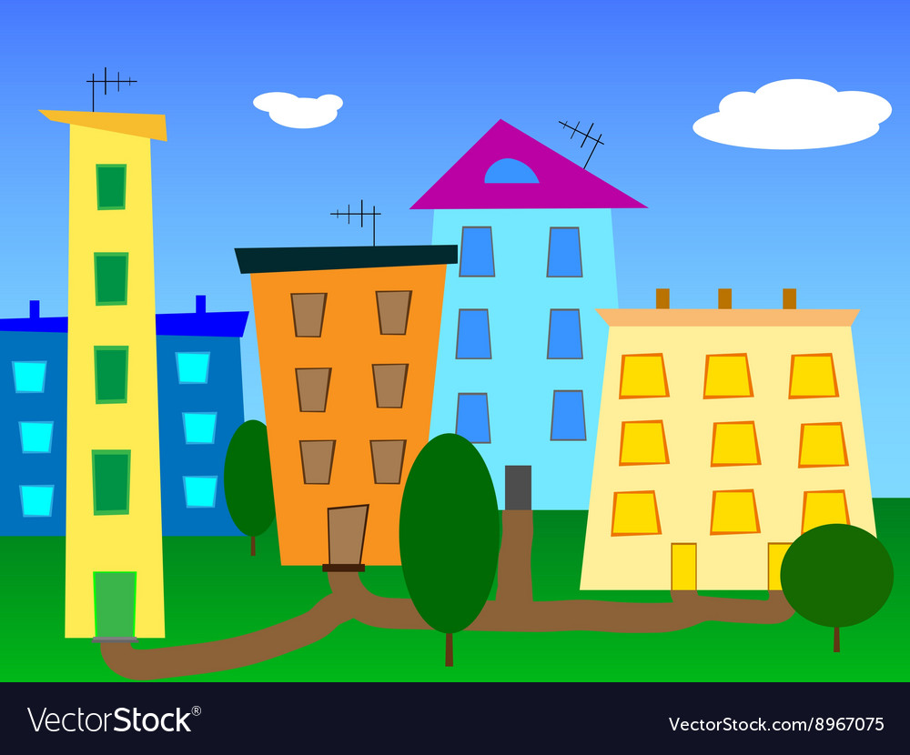 Urban landscape abstract cartoon city Royalty Free Vector