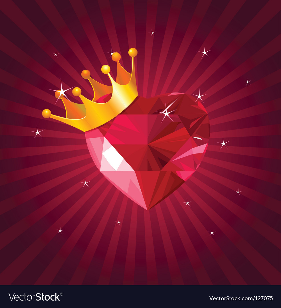 Valentine card with crystal heart Royalty Free Vector Image