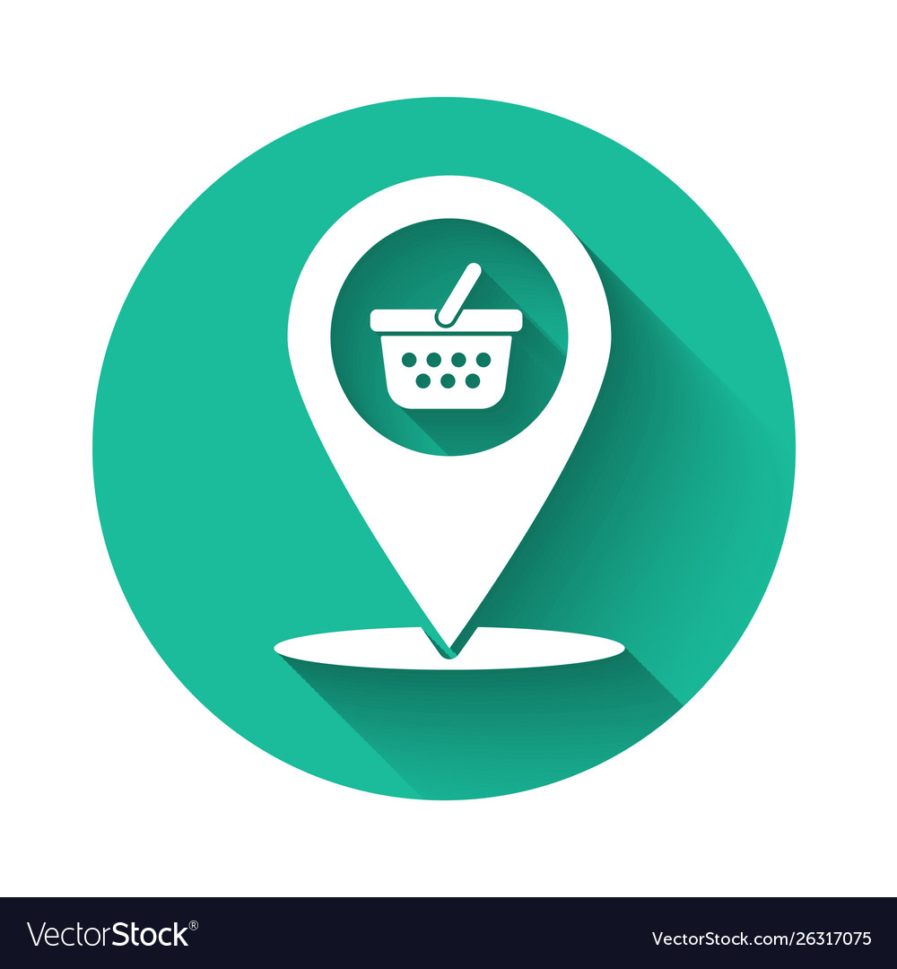 White map pointer with shopping basket icon Vector Image White map pointer with shopping basket icon
