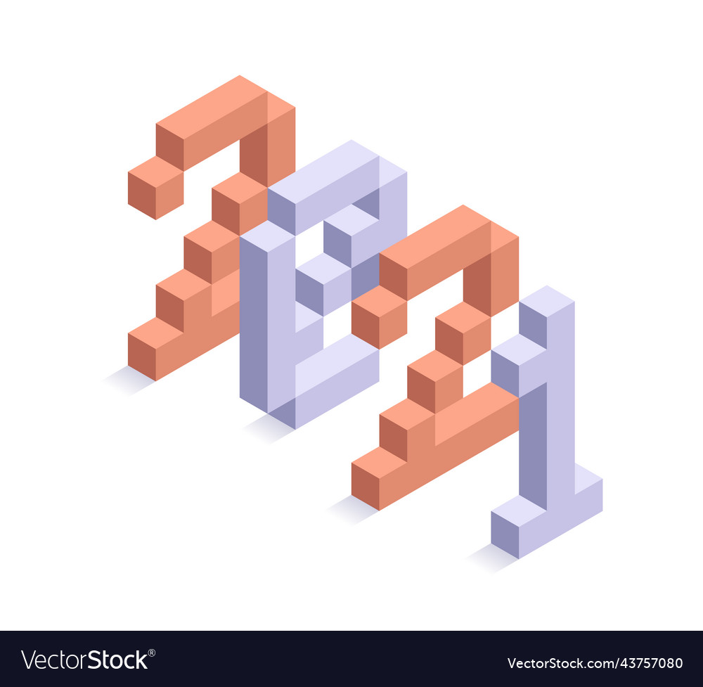 2021 new year isometric art minimal holiday Vector Image