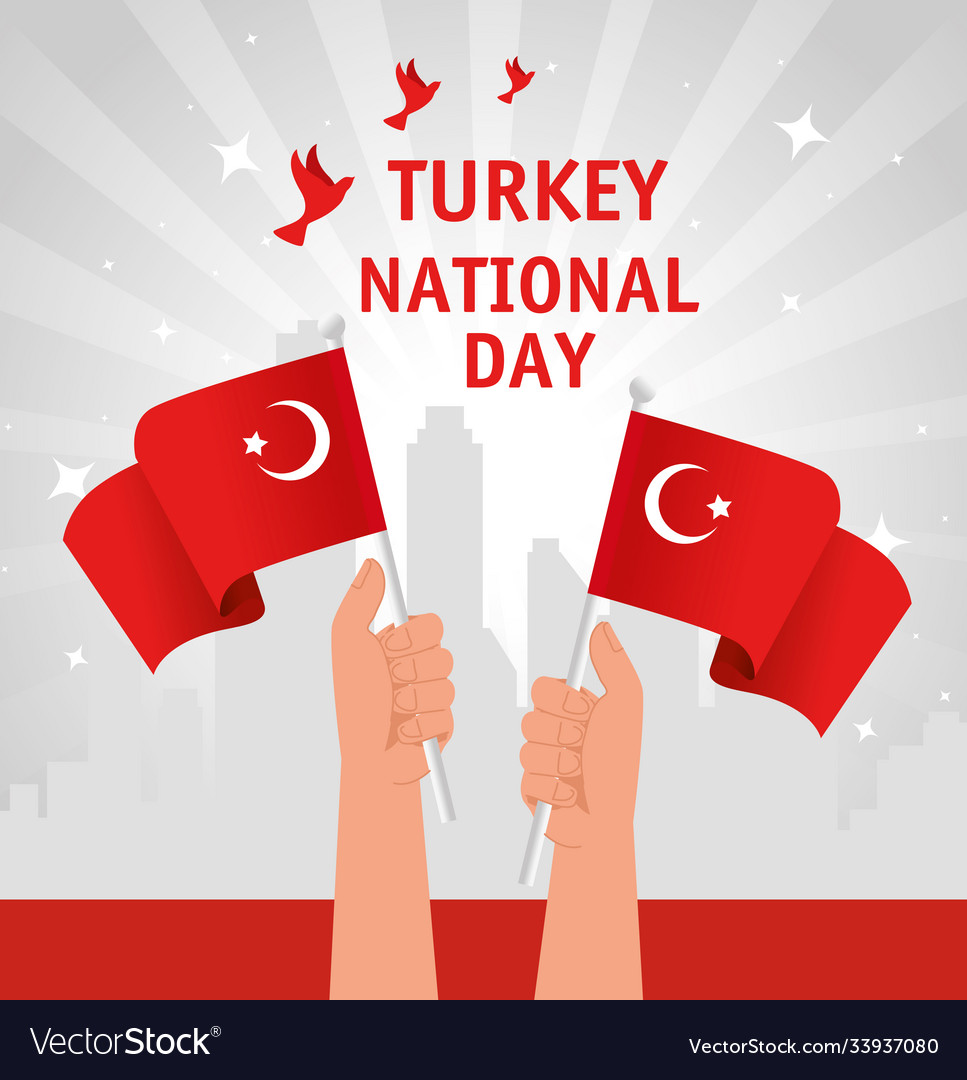 29 october republic day turkey and hands with flag