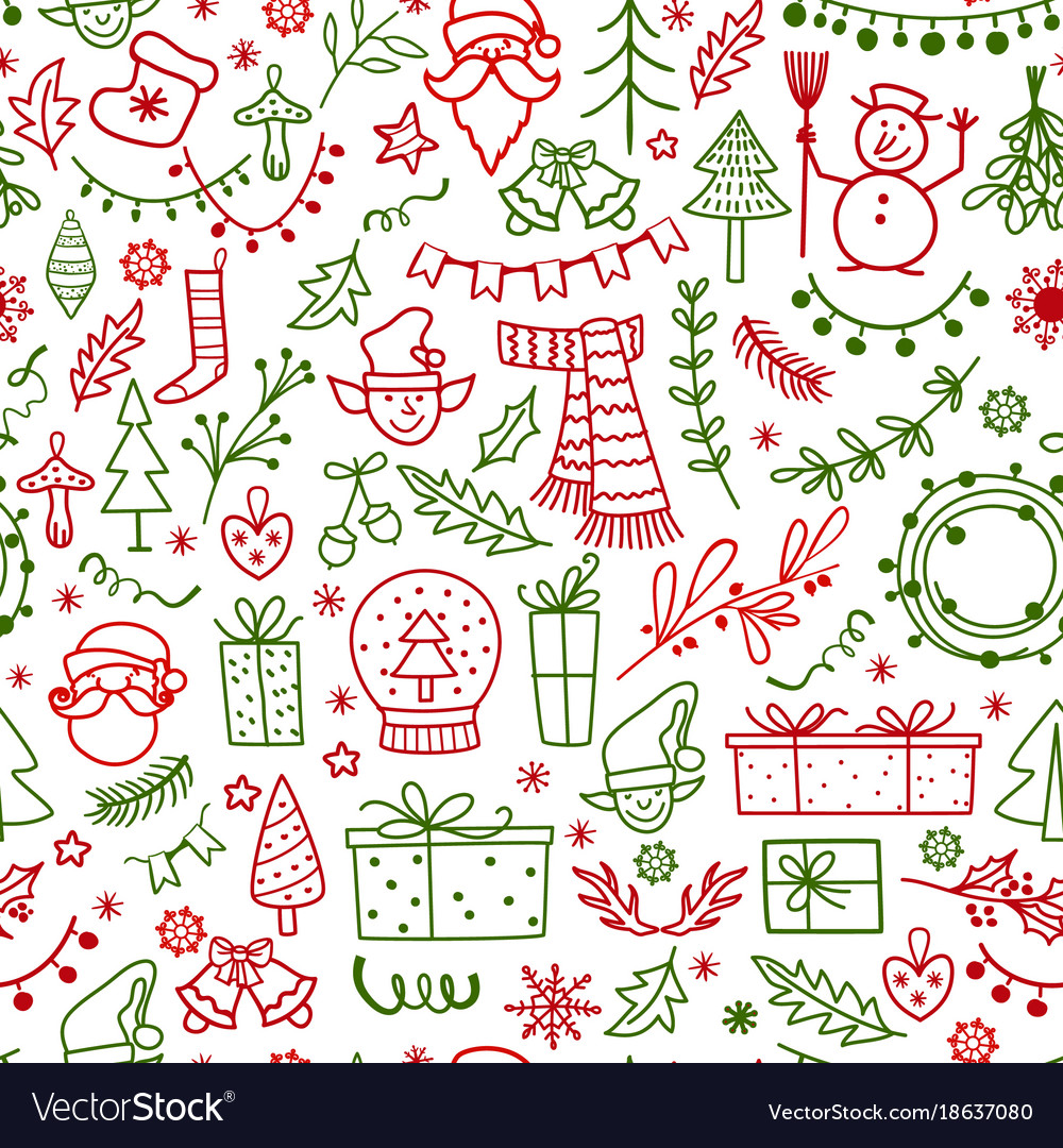 Christmas design element in doodle style pattern