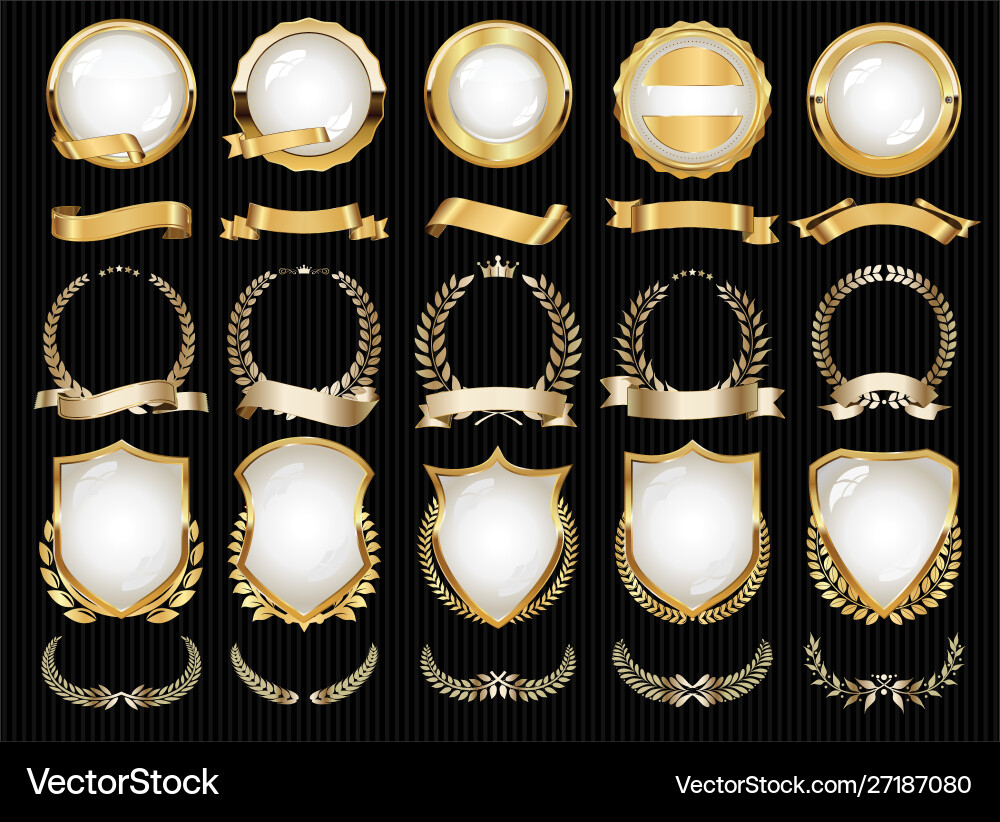 Collection luxury golden design elements Vector Image