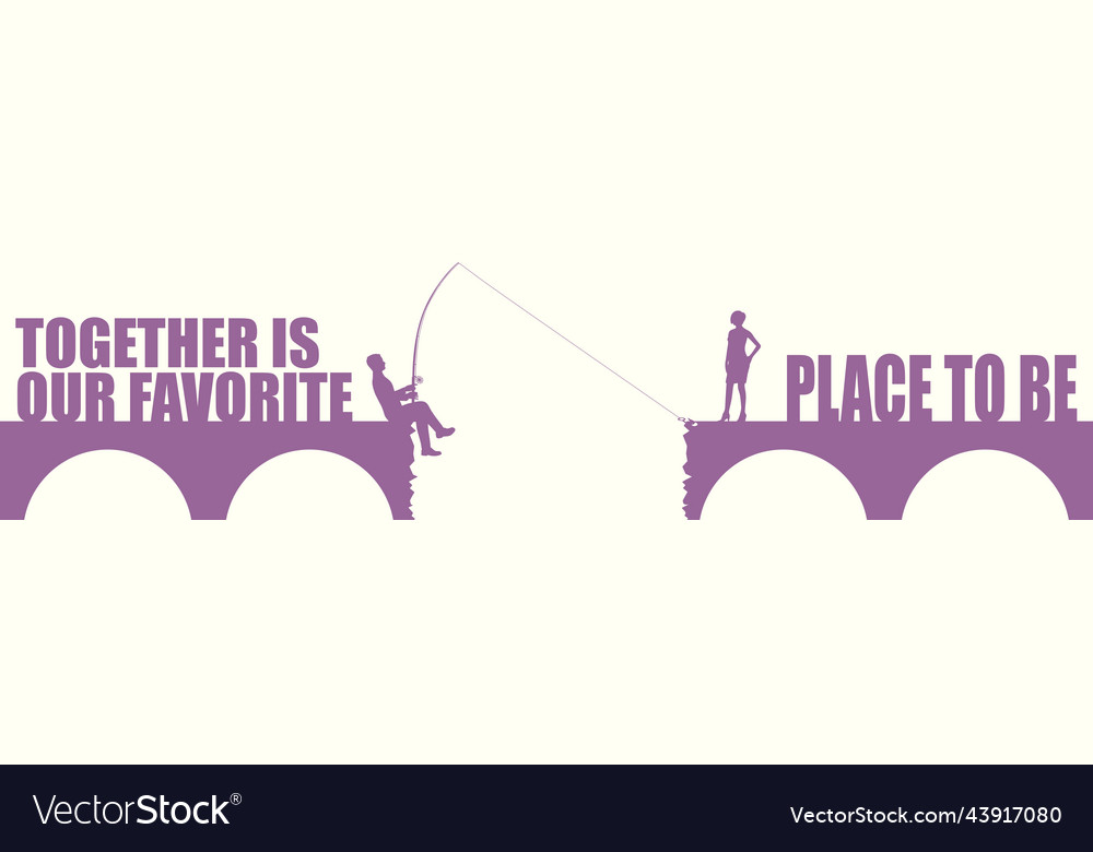 Couple relationships concept man fishing Vector Image