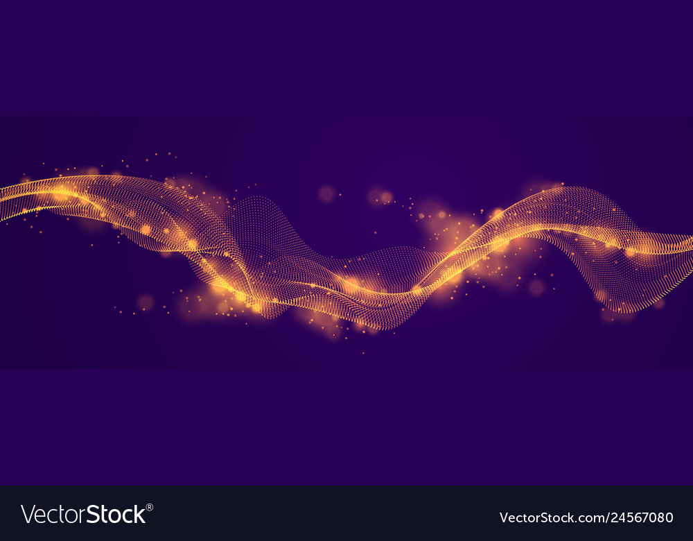 Dynamic particles sound wave flowing over dark