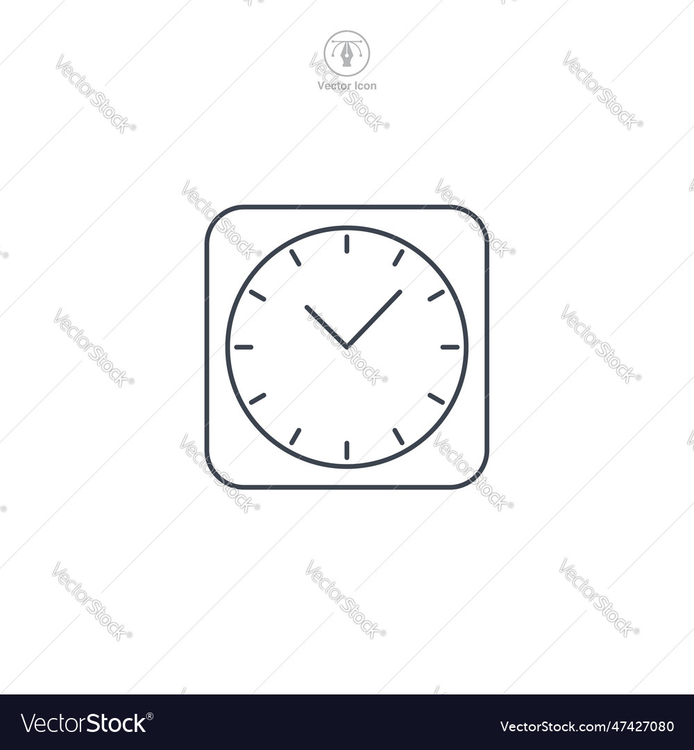 Flat icon of a clock the design uses simple lines vector image Flat icon of a clock the design uses simple lines