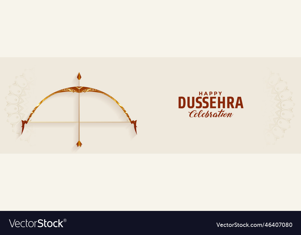 Happy dussehra festival wide banner with bow