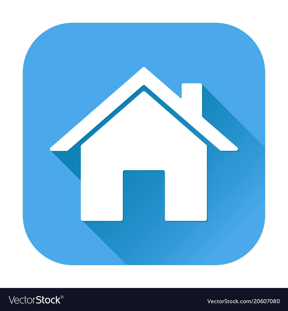 Download Home icon white silhouette on blue square Vector Image