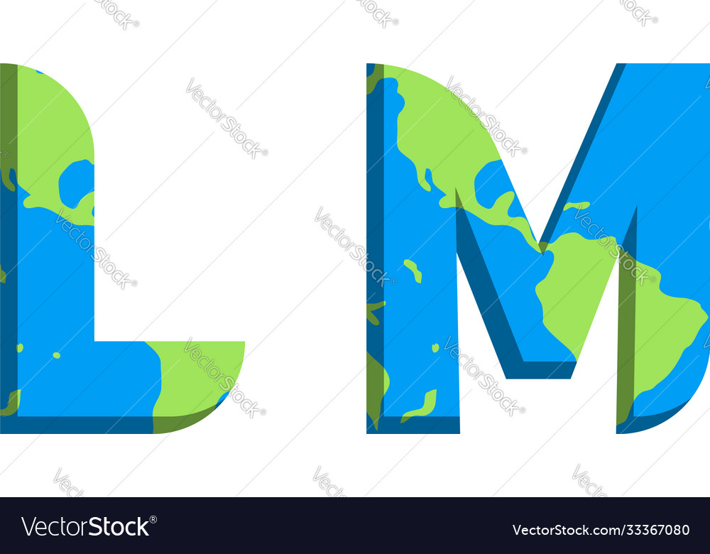 Initial lm logo design with world map style Vector Image Initial lm logo design with world map style