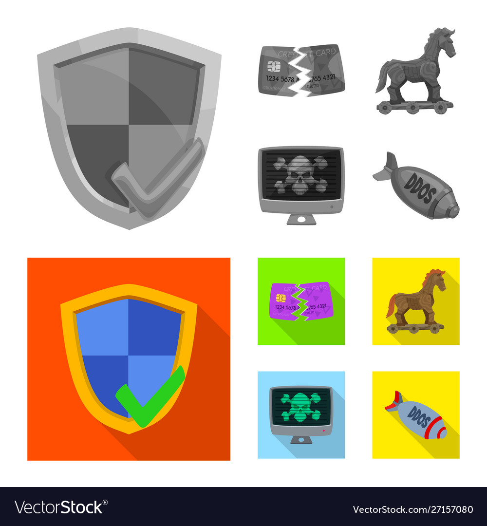 Isolated object virus and secure icon set vector image Isolated object virus and secure icon set