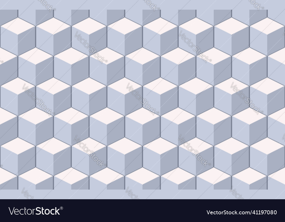 Isometric background with pixel art style cubes vector image Isometric background with pixel art style cubes