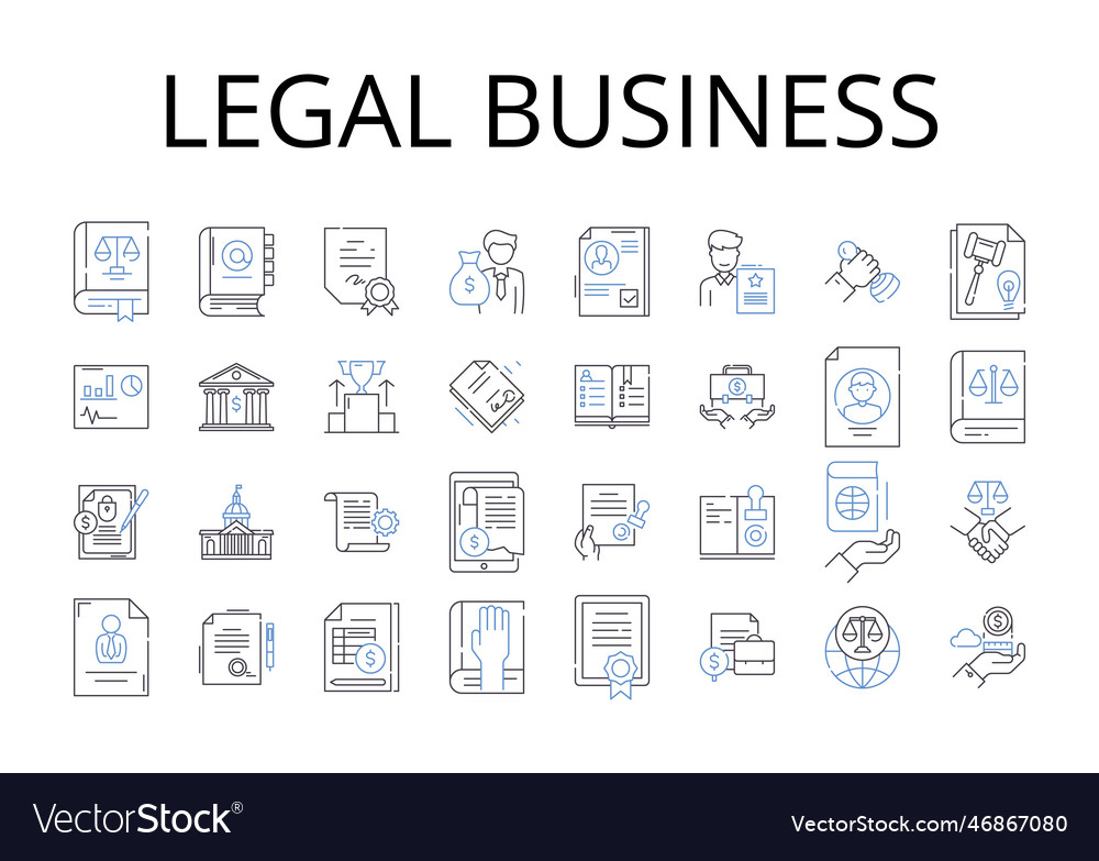 Legal business line icons collection financial Vector Image