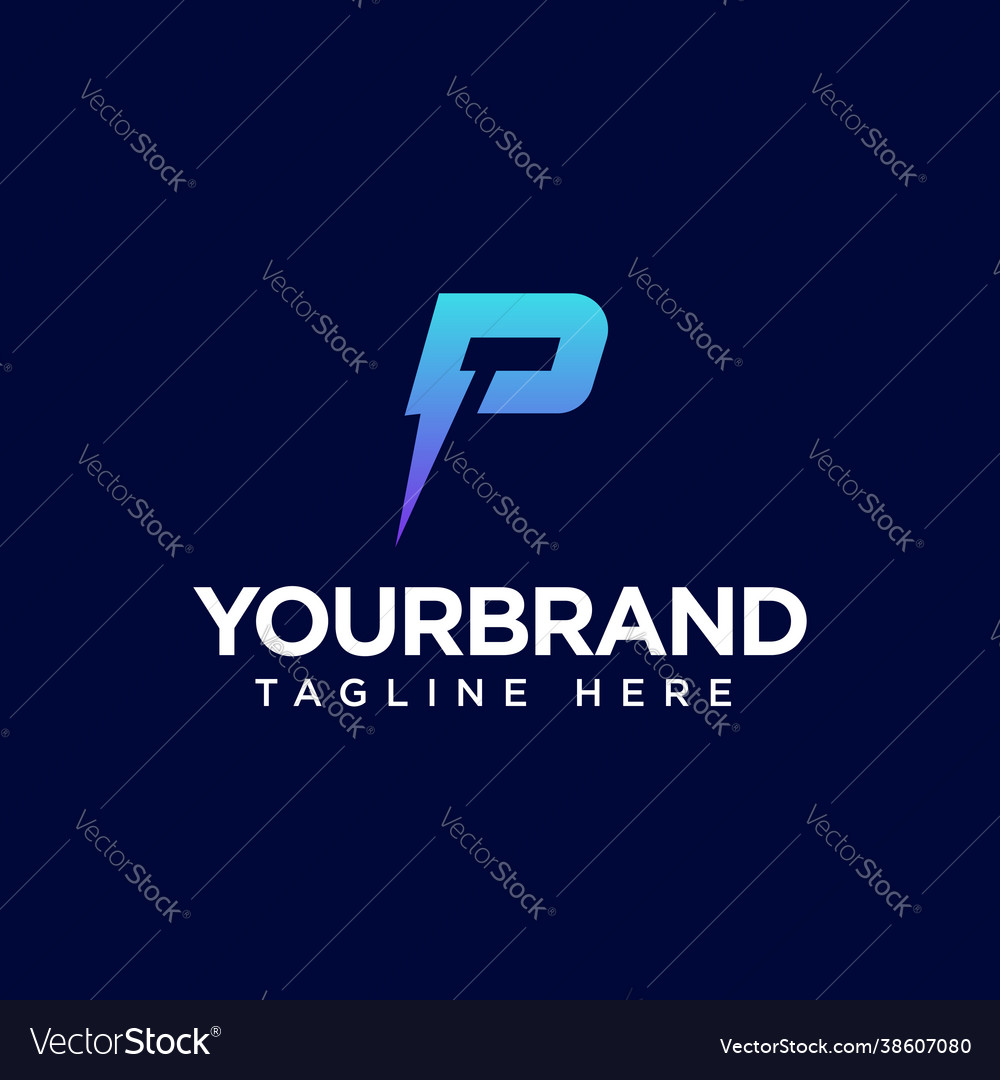 Logo letter p electricity icon Royalty Free Vector Image