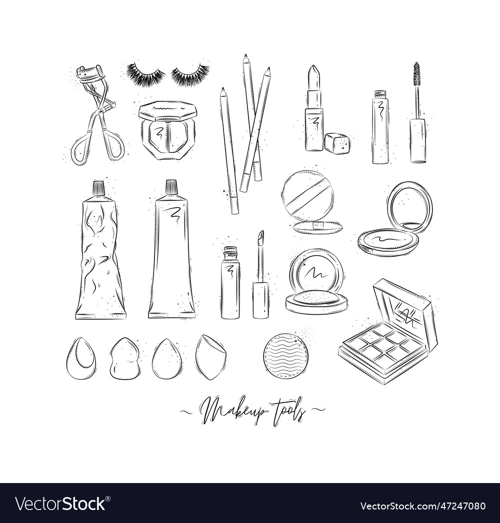 Makeup tools collection Royalty Free Vector Image