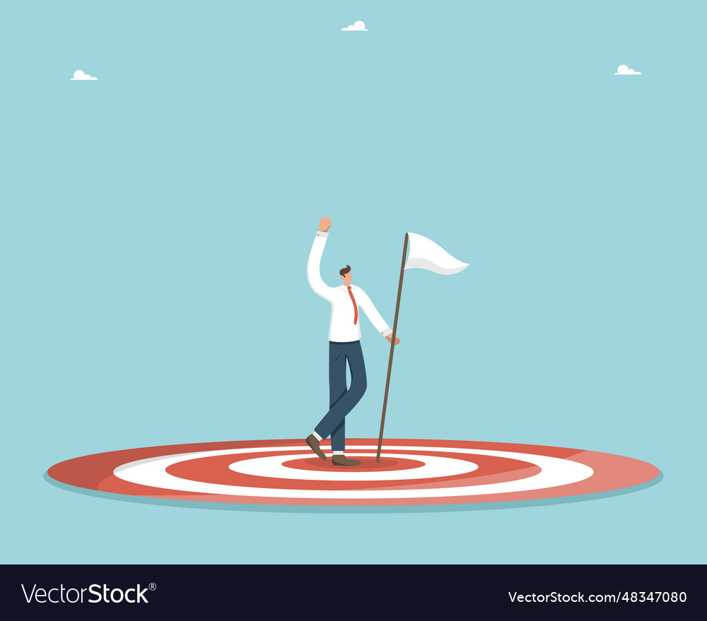 Man with flag in target of darts board vector image Man with flag in target of darts board
