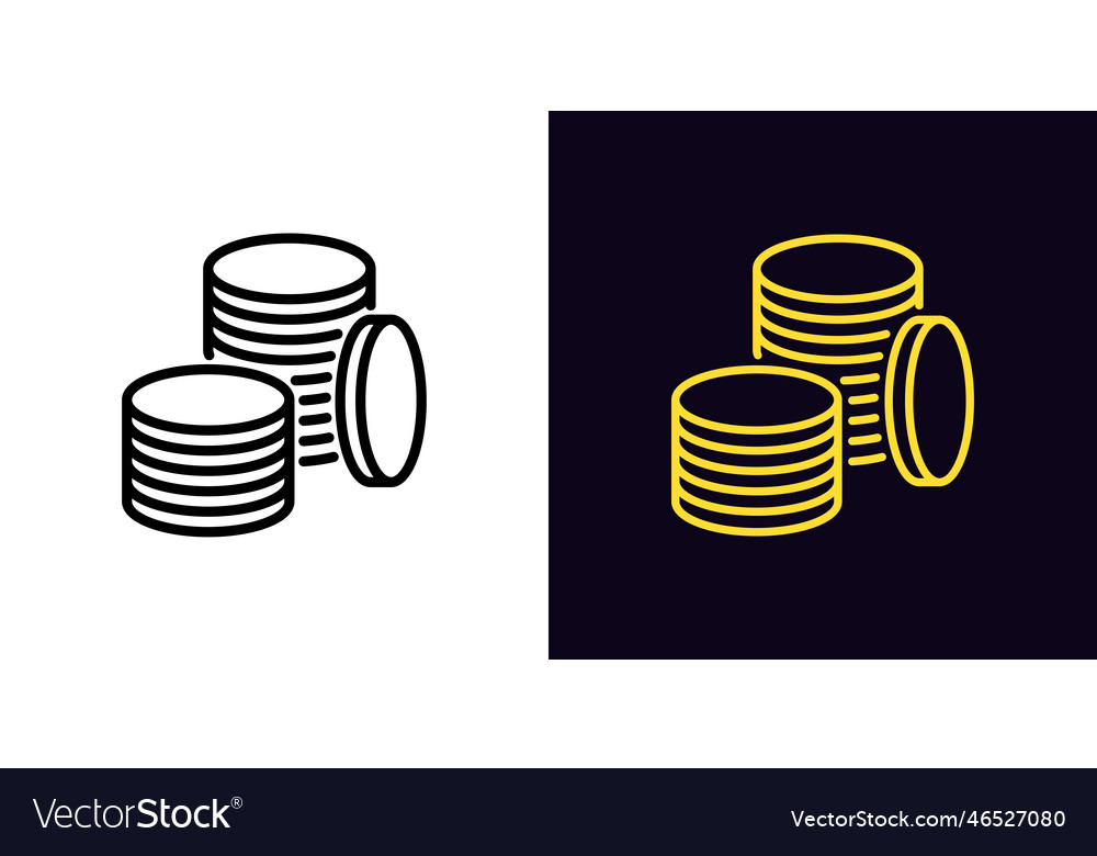 Outline coin stack icon with editable stroke vector image Outline coin stack icon with editable stroke