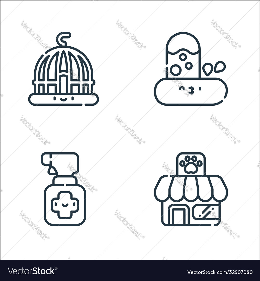 Pets line icons linear set quality