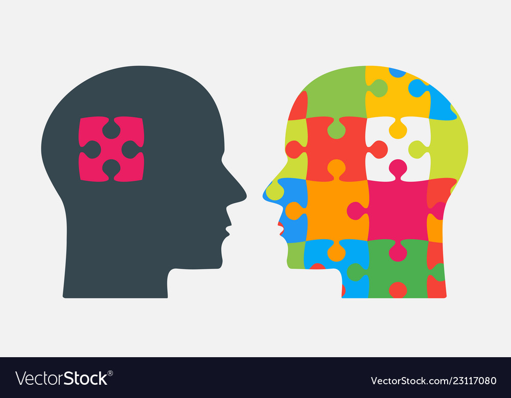 Puzzle piece heads jigsaw object head vector image Puzzle piece heads jigsaw object head