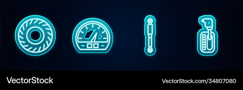 Set line car tire speedometer shock absorber Vector Image