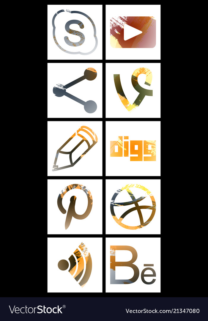 Set of social networking icons web design flat