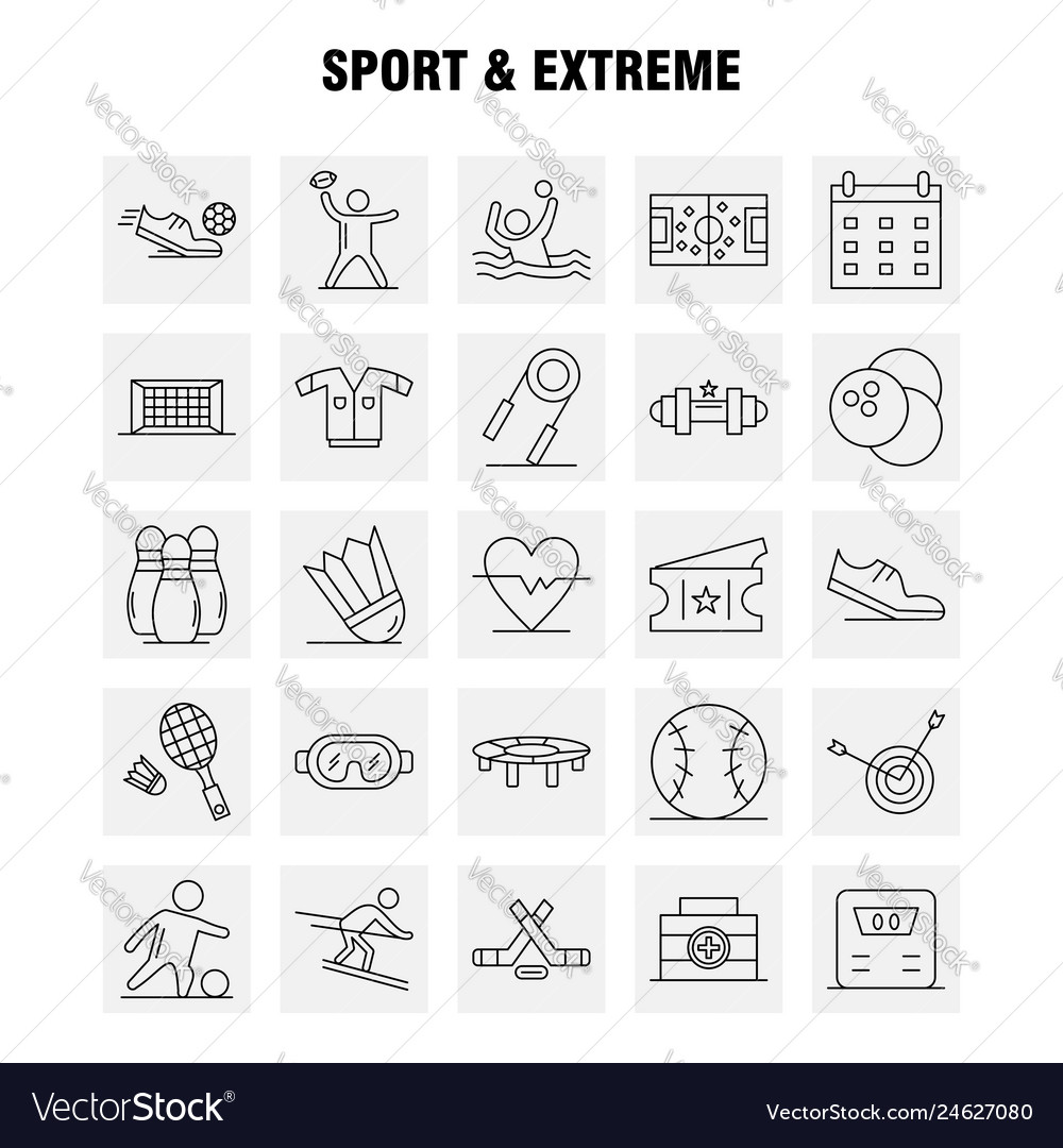 Sport und extreme Liniensymbole für Infografiken