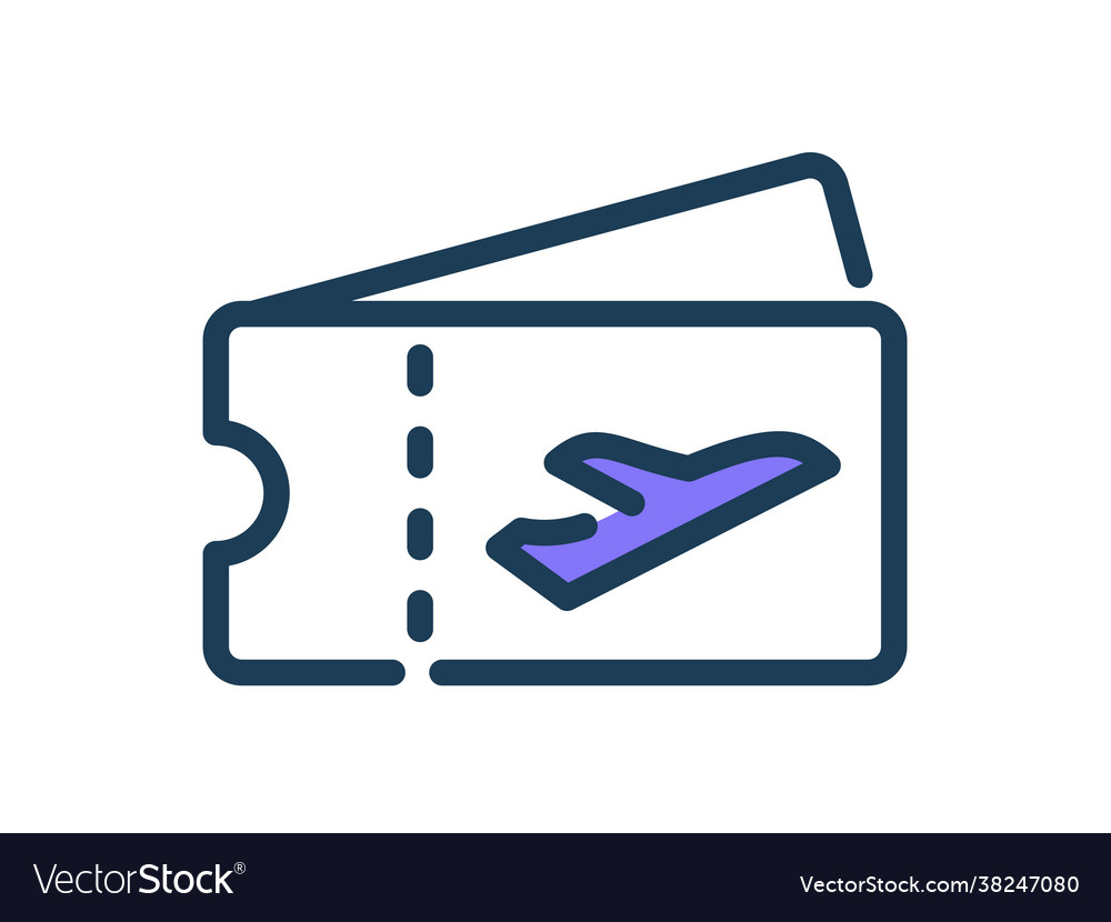 Ticket flight single isolated icon with dash Vector Image Ticket flight single isolated icon with dash