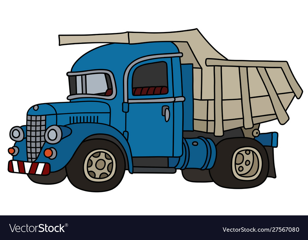 Vintage blue dumper truck Royalty Free Vector Image