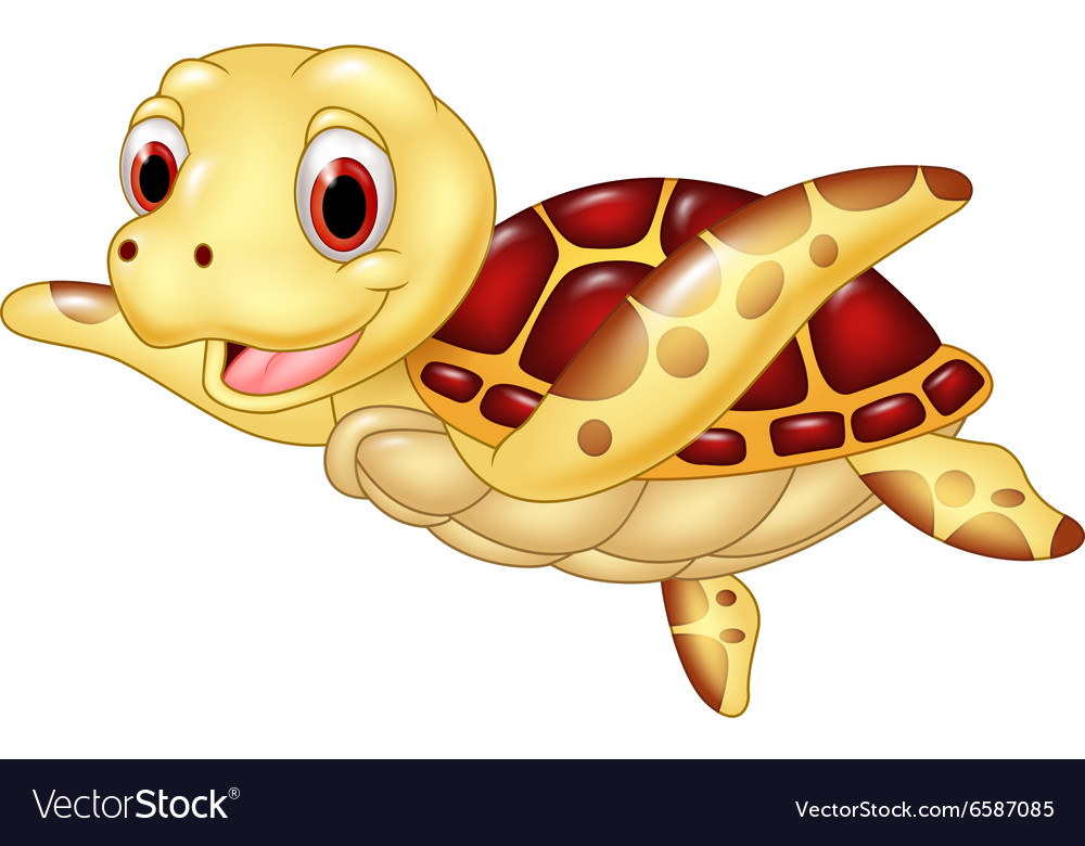 Cartoon funny turtle isolated on white background Vector Image