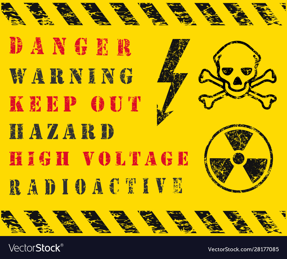 Danger safety warning icon set grunge Royalty Free Vector