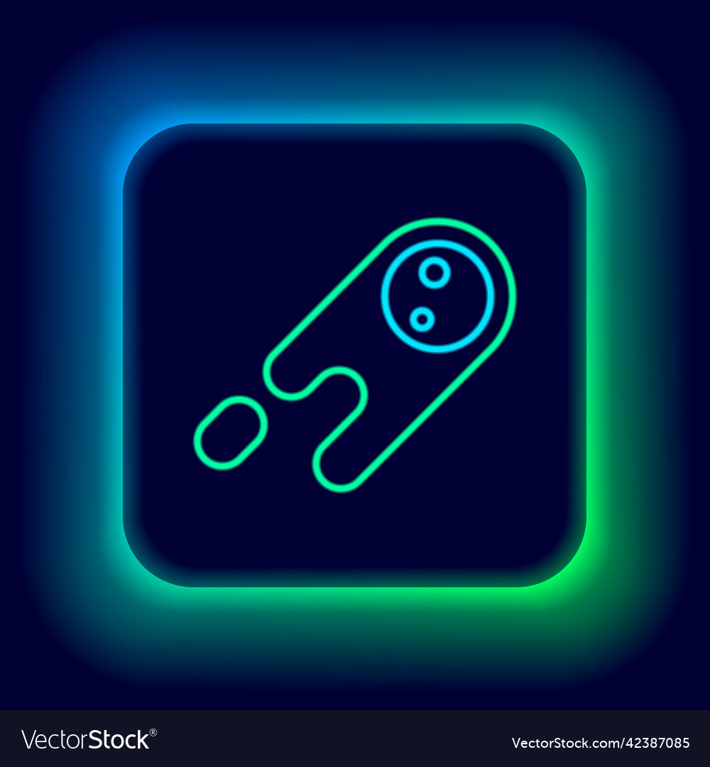 Glowing neon line comet falling down fast icon