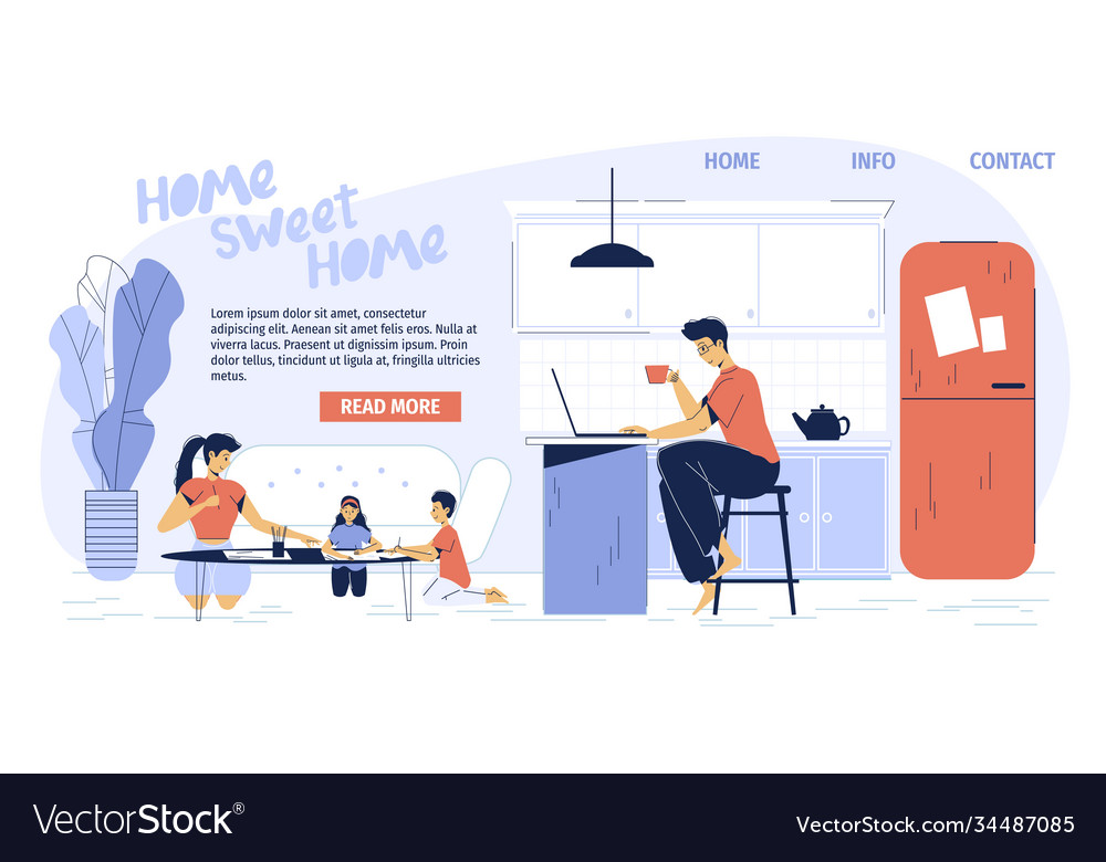 Happy family activity at home landing page design