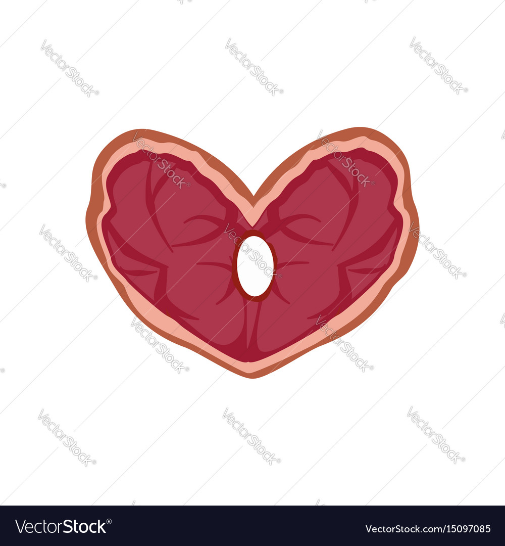 Heart ham i love meat hamon isolated pork white