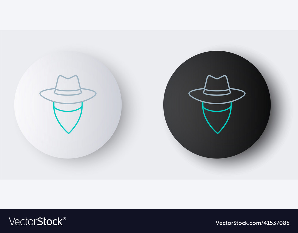 Line cowboy icon isolated on grey background