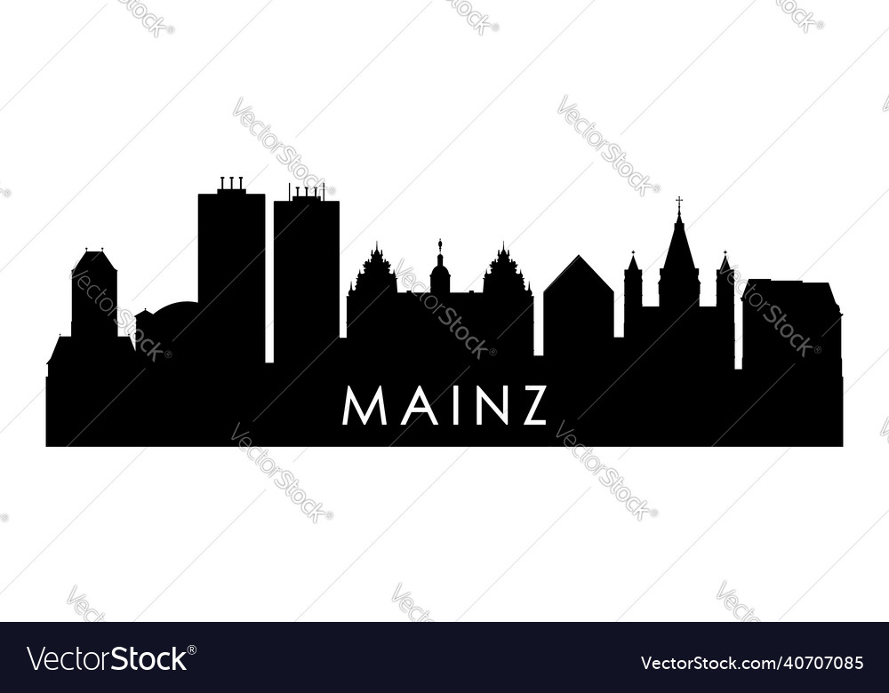 Mainz skyline silhouette black city design Vector Image Mainz skyline silhouette black city design