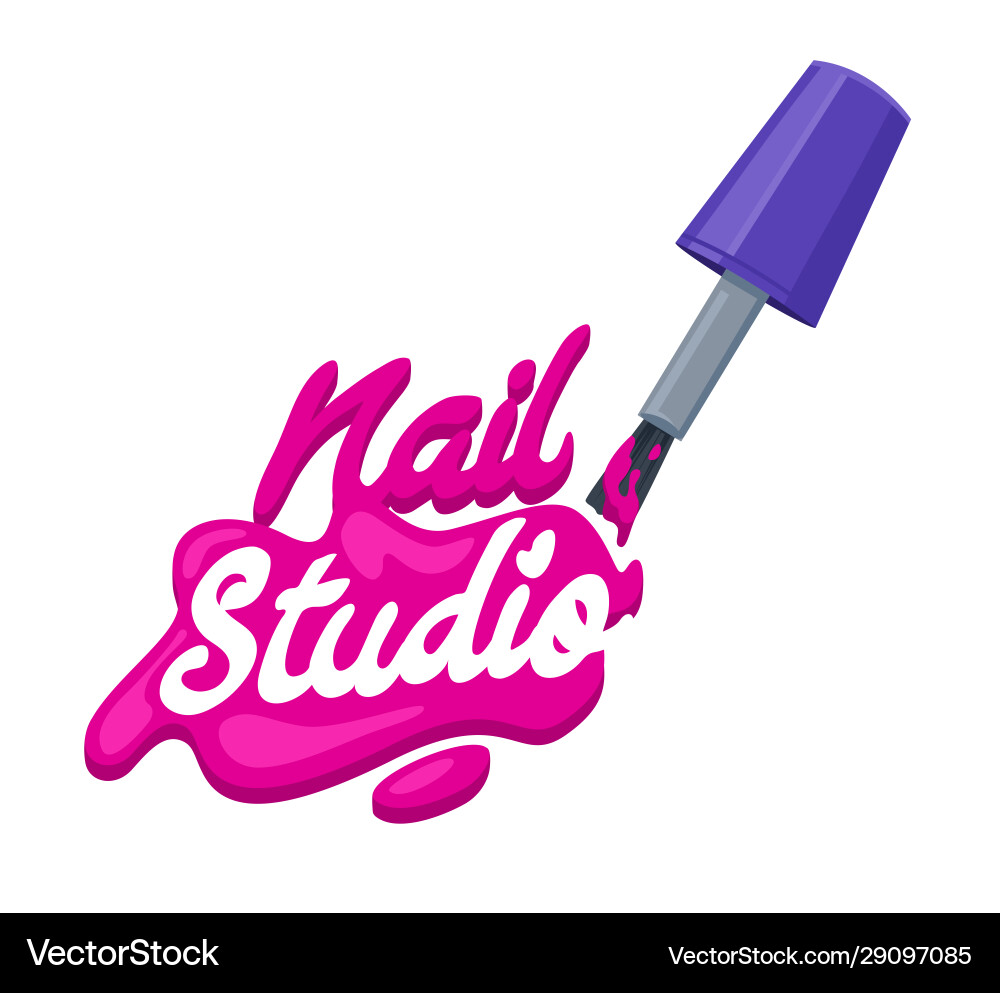 Nail Art Studio Logo Design Concept Brush With Vector Image