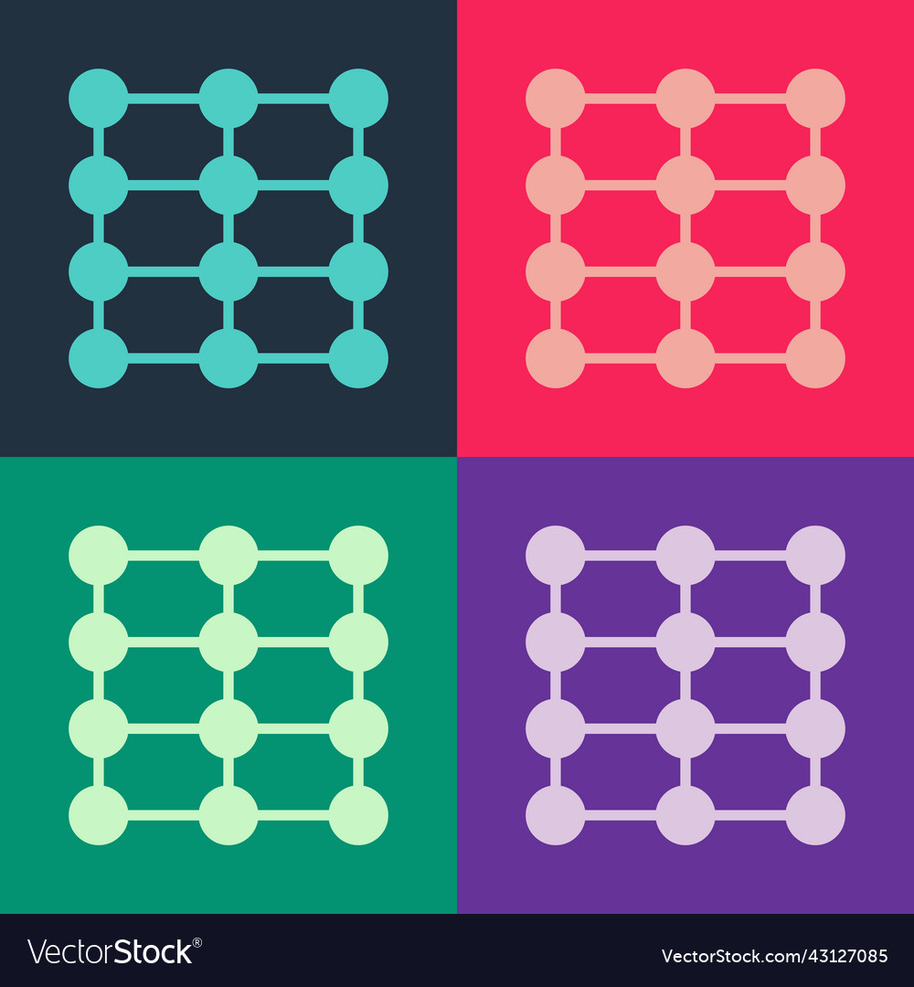 Pop art neural network icon isolated on color vector image Pop art neural network icon isolated on color