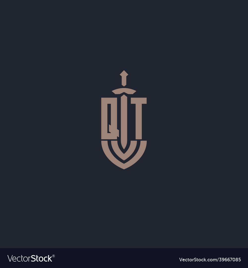 Qt logo monogram with sword and shield style