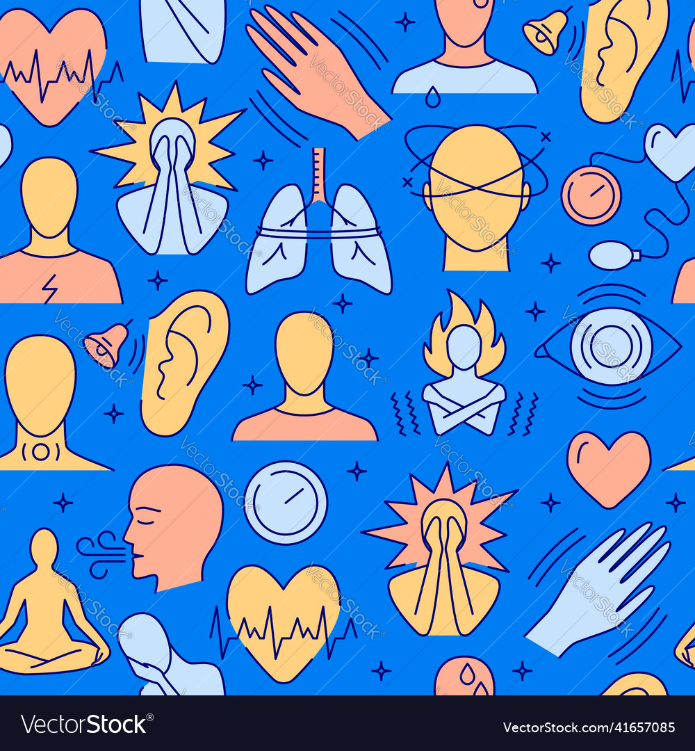 Seamless pattern with panic disorder symbols Vector Image Seamless pattern with panic disorder symbols