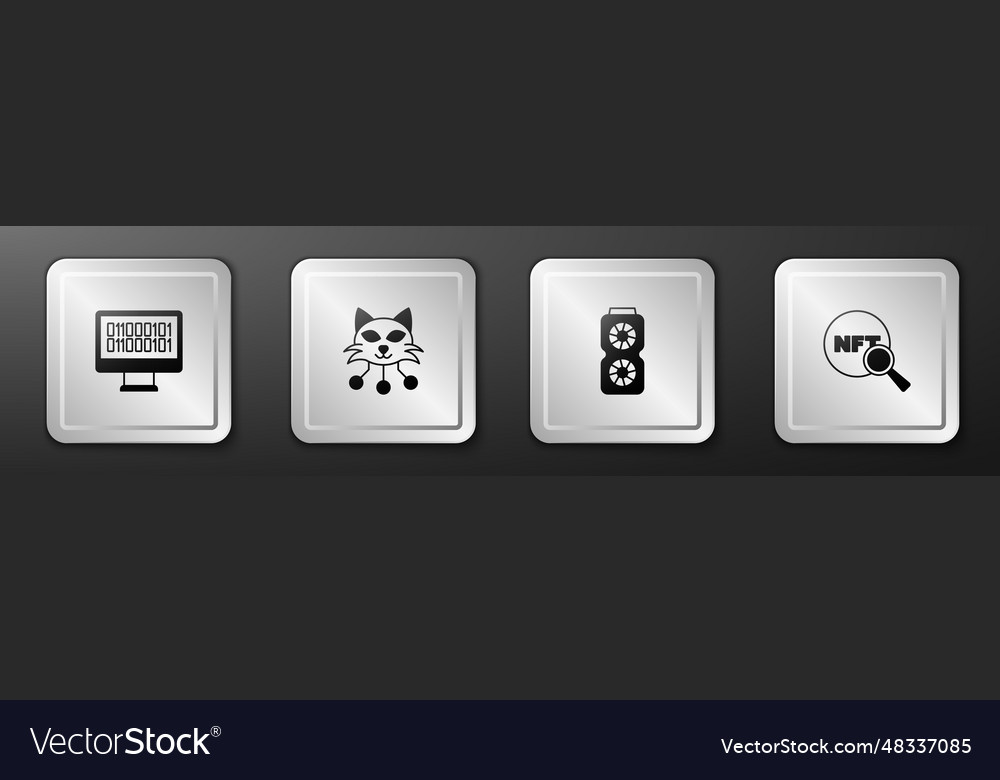 Set binary code nft digital crypto art video vector image Set binary code nft digital crypto art video